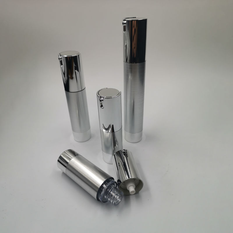 Pearly 10ml 15ml 20ml 30ml silver plastic cap-less round slide nozzle cosmetic manufacturer lotion airless pump bottle