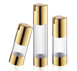 Golden Aluminum Empty Custom Cosmetic Bottles Airless Pump U Shape With Window