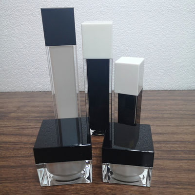 Beliebte 20g 30g 50g weiße Kunststoff Acryl schwarze Kappe quadratische doppelwandige Kosmetikhersteller Hautpflege Creme Glas